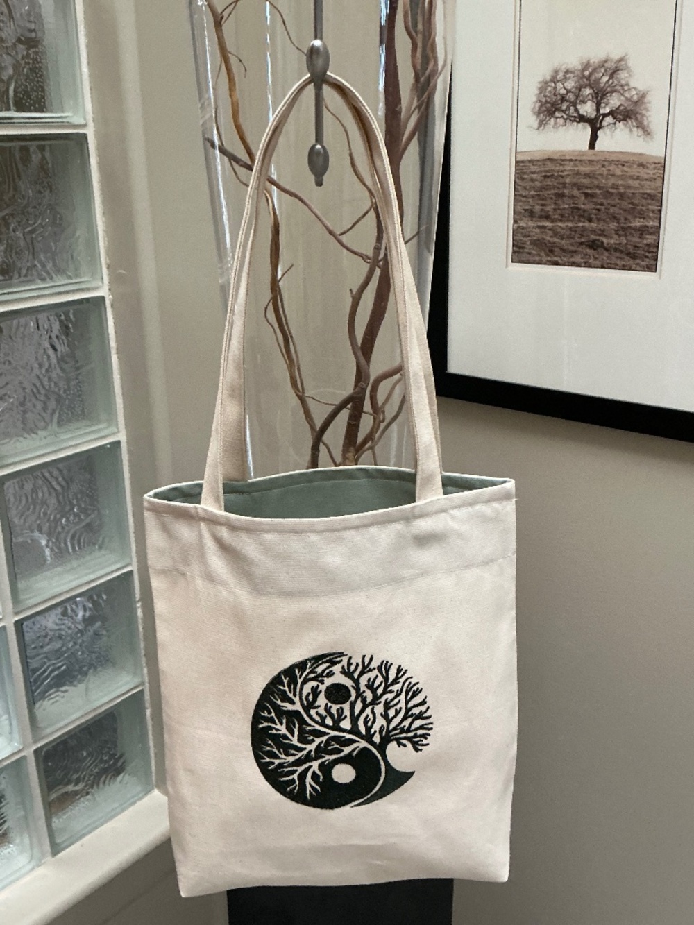 Ying Yang Tote Bag, Custom Made, Embroidered. Made in Canada